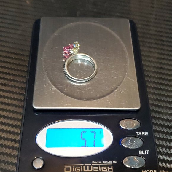 Size 8 925 Sterling Silver Quality Crystal Charms Solid Ring - Picture 8 of 8